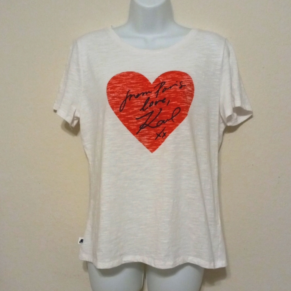 Karl Lagerfeld "from Paris Love X x" White Tee (M) HAPPY VALENTINE'S DAY…